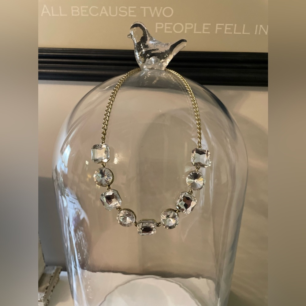 Large Square and Round Rhinestone Necklace - Picture 2 of 7